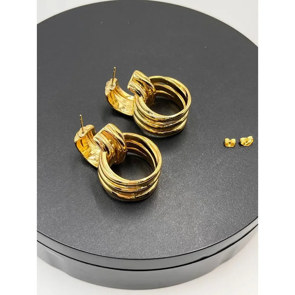 Oma The Label The Idea 18k Gold‎ Plated Chunky Hoop Statement Earring